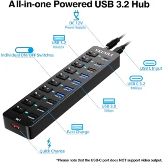 11-poorts USB-C hub met voeding