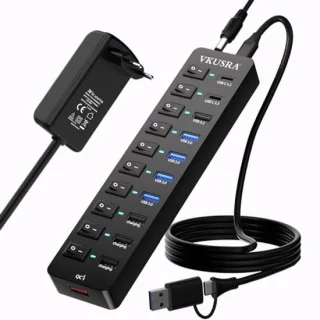 11-poorts USB-C hub met voeding