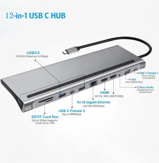 12-in-1 USB-C Hub Adapter Spacegrey