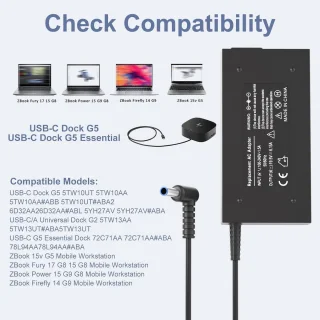 120w 6.15a charger voor hp usb-c dock g5 5tw10ut 5tw10aa type-c/a universele dock g2 5tw13aa envy 15 17 series omen