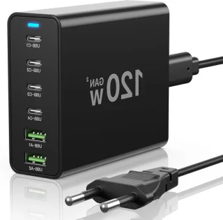 120W USB-C 6‑poorts laadstation
