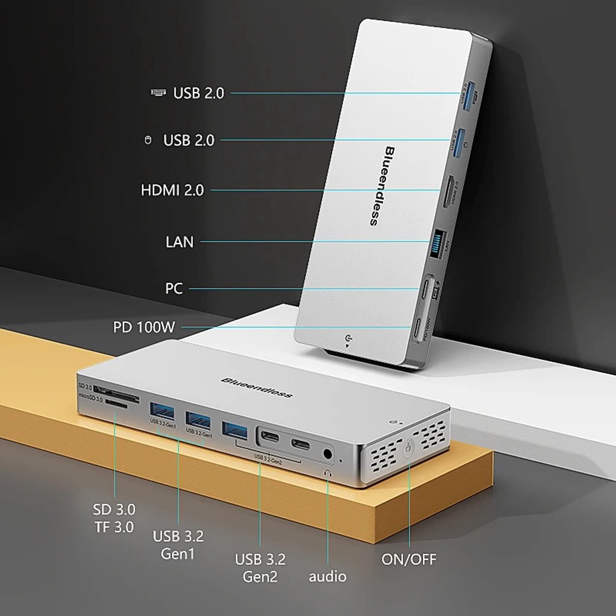 14-in-1 USB-C Docking Station Aluminium Hub voor MacBook en Laptop