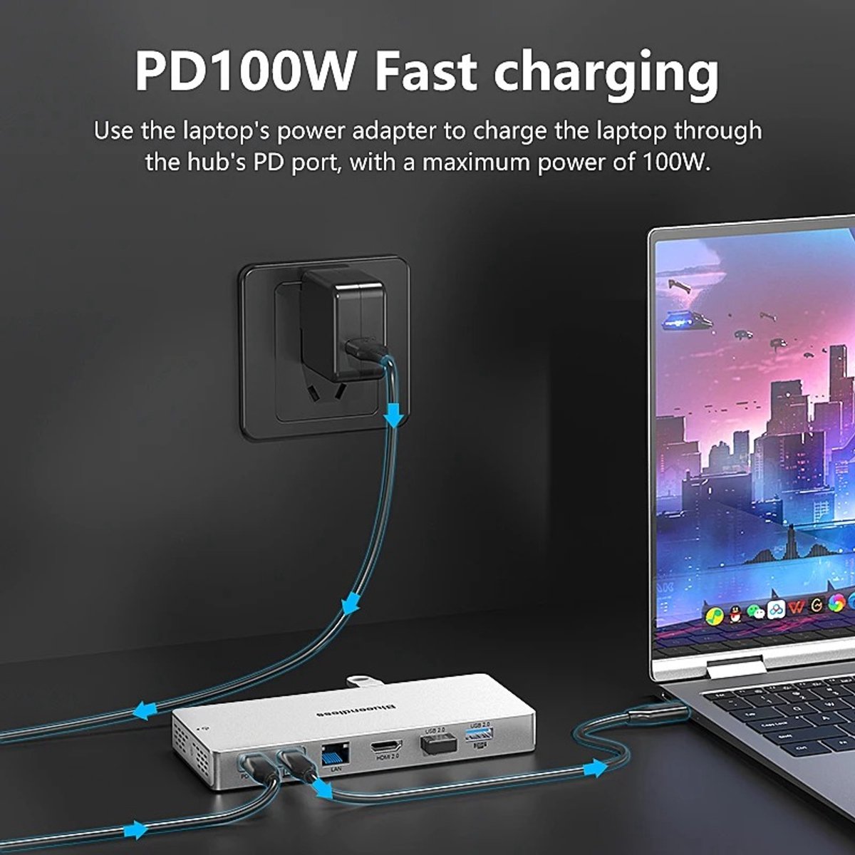 14-in-1 USB-C Docking Station Aluminium Hub voor MacBook en Laptop