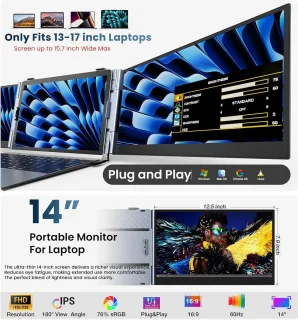 14-inch draagbare monitor voor laptop