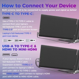 14 inch Dual-Screen Laptop Monitor