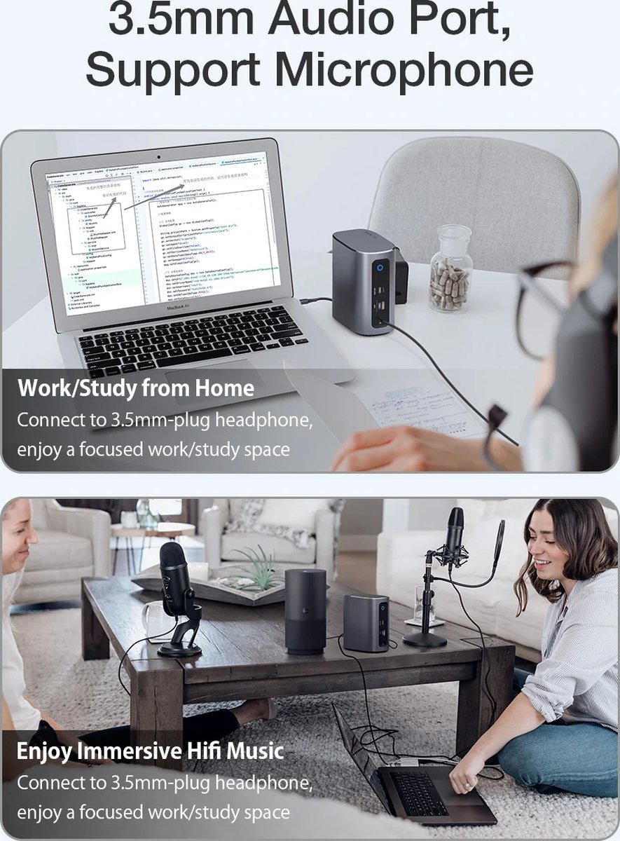 17-in-1 USB-C Docking Station Dual 4K 60Hz USB 3.0/3.2 RJ45
