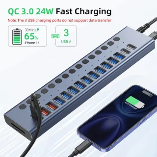 17-poorts USB-hub