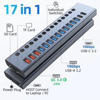 17-poorts USB-hub