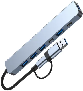 2-in-1 USB-C/USB 7-poorts USB 3.0-hub