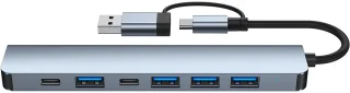 2-in-1 USB-C/USB 7-poorts USB 3.0-hub