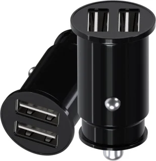 2-pack mini dubbele USB autolader zwart