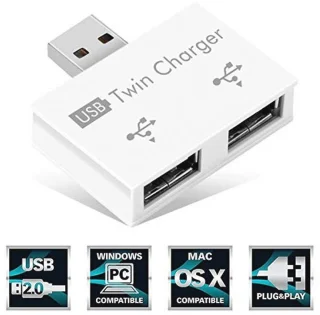 2-poorts USB-hub (compact USB-adapter)