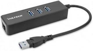3-poorts USB 3.0-hub met Gigabit Ethernet