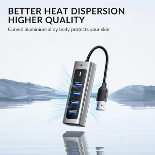 4-poorts USB 3.0 hub - Grijs