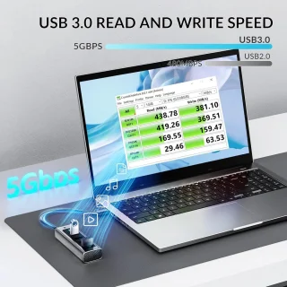 4-poorts USB 3.0 hub - Grijs