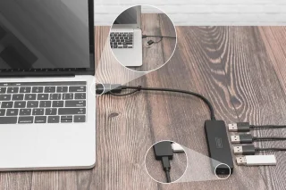 4-poorts USB 3.0-hub met USB-C-adapter