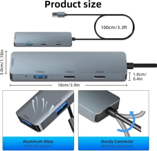 4-poorts USB 3.0-hub (USB-A & USB-C)