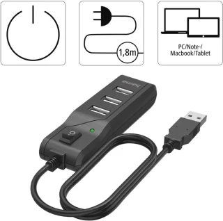 4-poorts USB-hub (USB 2.0)