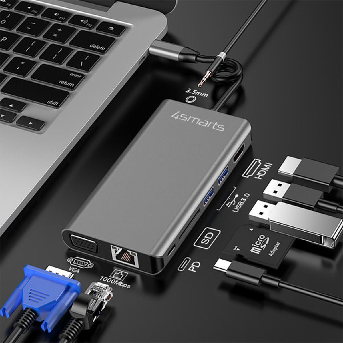 4Smarts 8-in-1 Hub Space Grey