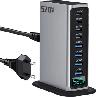 520W 8-poort GaN USB-C oplaadstation hub (EU)