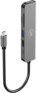 6-in-1 USB-C adapter hub met 60W Power Delivery