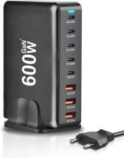 600W GaN-bureaulader met 8 poorten