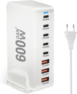 600W USB C-lader 8-poorts wit