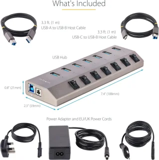 7-Poort USB-C Hub (USB 3.0) voor Desktop & Laptop