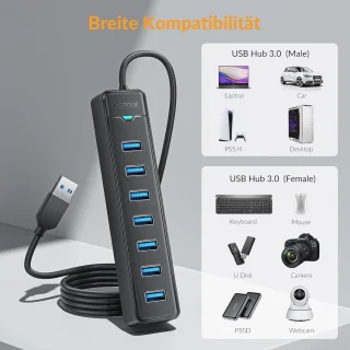 7-poorts USB 3.0 Hub