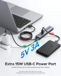 7-poorts USB 3.0 hub met Type-C