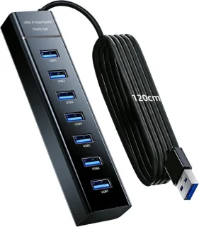 7-poorts USB-hub 1,2 m