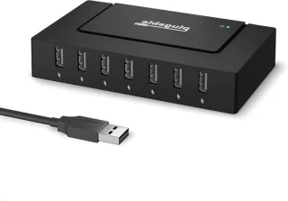 7-poorts usb-hub met 60w-adapter, zwart