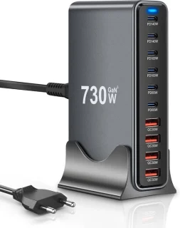 730W GaN-desktoplader met 10 poorten