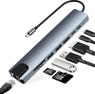 8-in-1 docking station - usb-hub met kaartlezer en hdmi