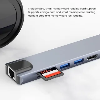 8-in-1 USB-C Hub 4K HDMI Dockingstation Aluminiumlegering