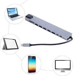8-in-1 USB-C Hub 4K HDMI Dockingstation Aluminiumlegering