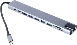 8-in-1 USB-C Hub 4K HDMI Dockingstation Aluminiumlegering