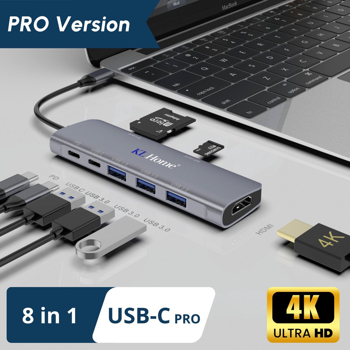 8 in 1 USB-C Hub Docking Station USB-C 3.0 100W USB-C Charging 2x 4K HDMI VGA Ethernet