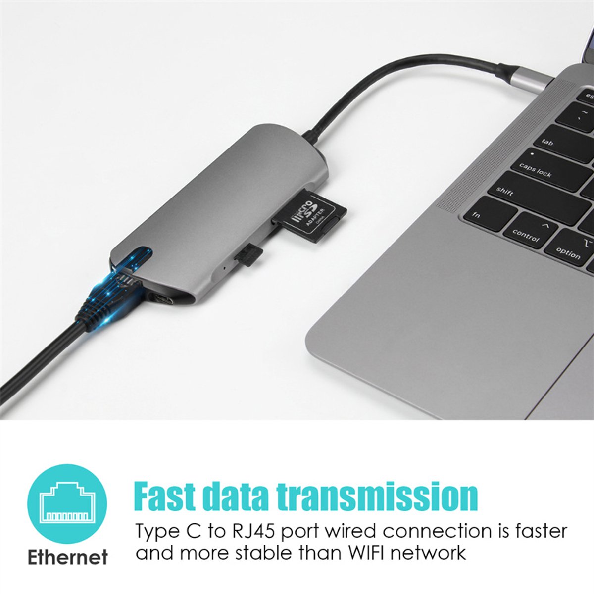 8-in-1 USB-C Hub met USB 3.0, HDMI, RJ45 en Kaartsleuf