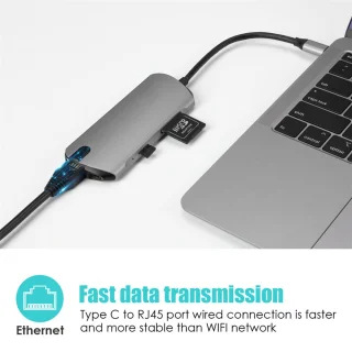 8-in-1 USB-C Hub met USB 3.0, HDMI, RJ45 en Kaartsleuf