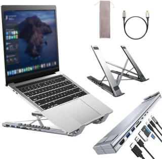 8-in-1 USB-C-laptopstandaard met dockingstation