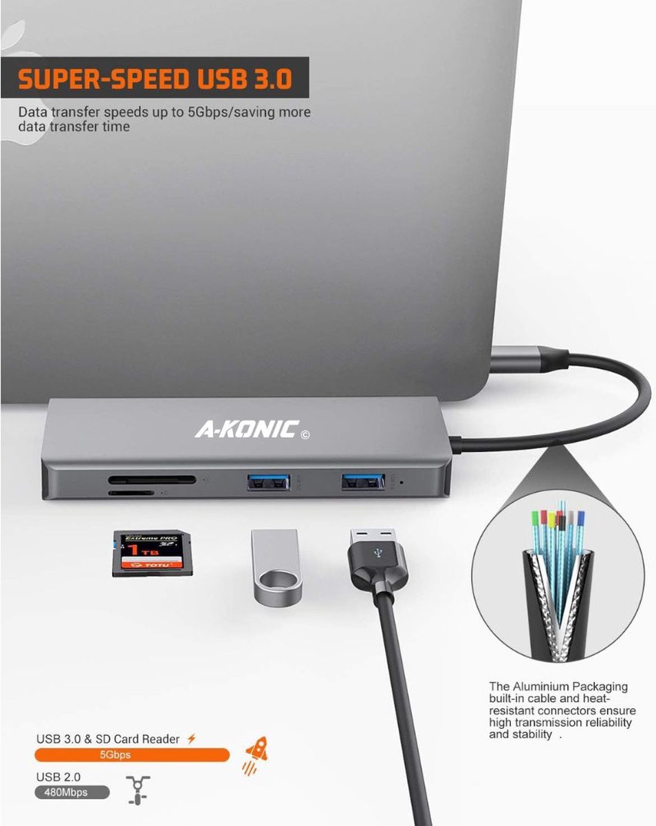 A-KONIC© 11-in-1 Docking Station Spacegrey