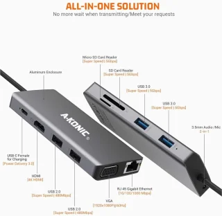 A-KONIC© 11-in-1 Docking Station Spacegrey