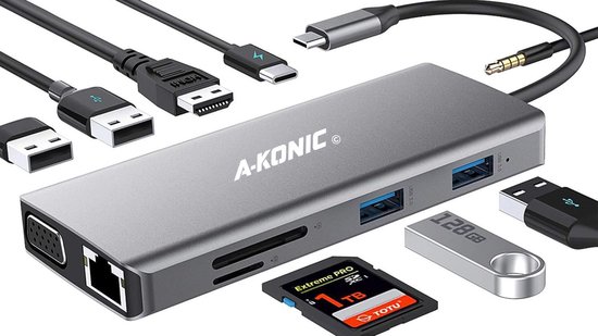 A-KONIC© 11-in-1 Docking Station Spacegrey