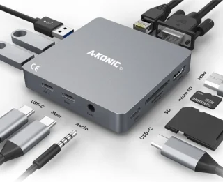 A-Konic 11-in-1 usb-c dockingstation - ruimtegrijs