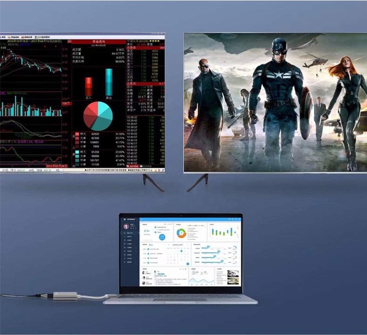 A-KONIC 4-in-1 USB-C Dock met 2x HDMI, USB-C en USB 3.0 Zwart