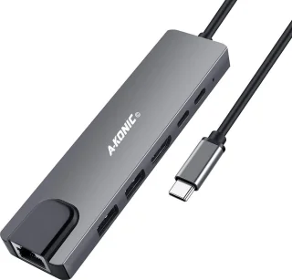 A-KONIC 6-in-1 USB-C Hub met HDMI, Ethernet en USB voor MacBook Pro en meer Spacegrey