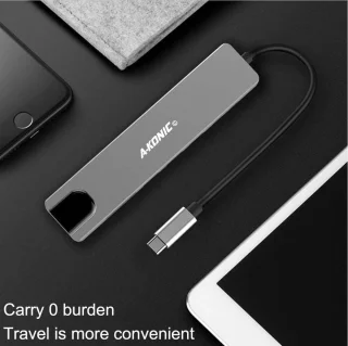A-KONIC 6-in-1 USB-C Hub met HDMI, Ethernet en USB voor MacBook Pro en meer Spacegrey