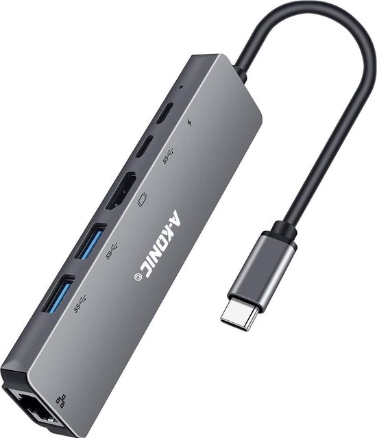 A-KONIC 6-in-1 USB-C Hub met HDMI, Ethernet en USB voor MacBook Pro en meer Spacegrey review