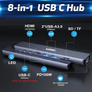 A-KONIC 8-in-1 USB-C Docking Station